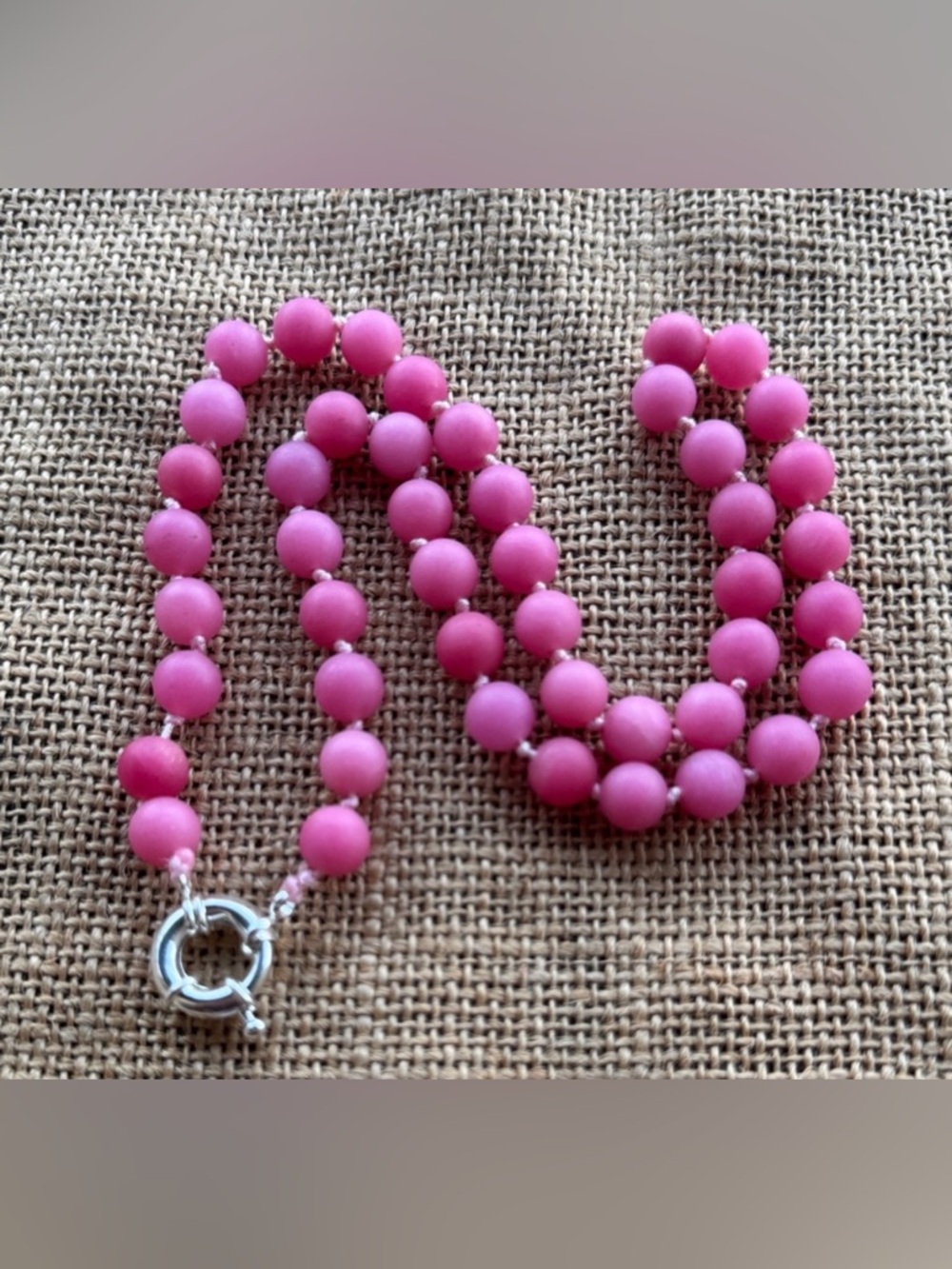 Pink Jade Quarts Elegant Pink Beaded Necklace Knotted